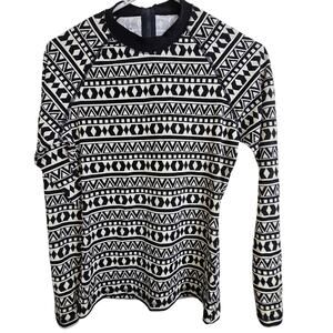 J. Crew Womens Geometric Print Rash Guard Swim Top Size M Beach Travel Resort